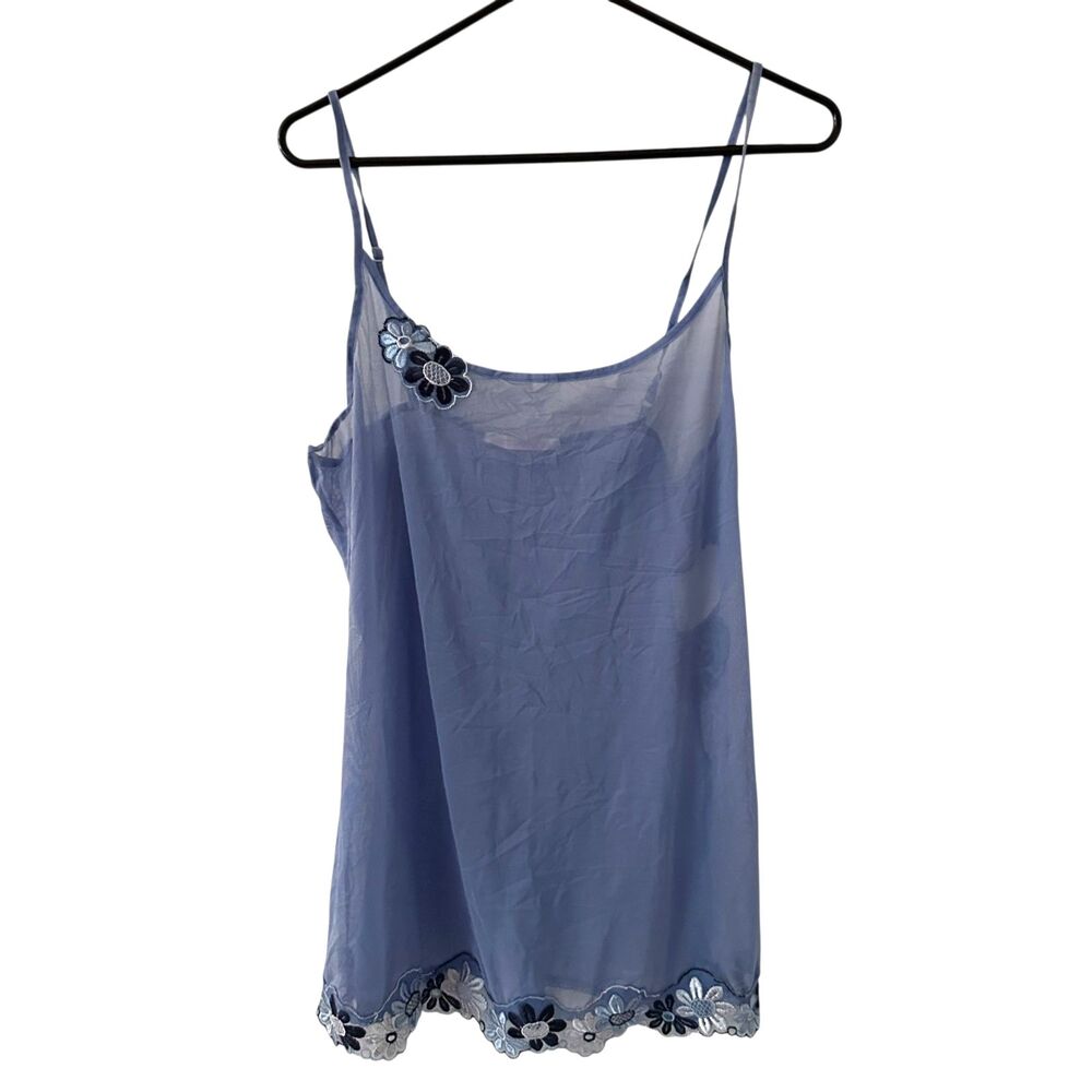 Victoria's‎ Secret Blue Floral Embroidered Sheer Short Nightgown Size L